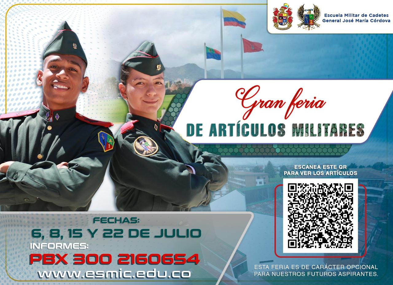 Gran Feria de Artículos Militares para Aspirantes a la Escuela Militar de Cadetes General José María Córdova