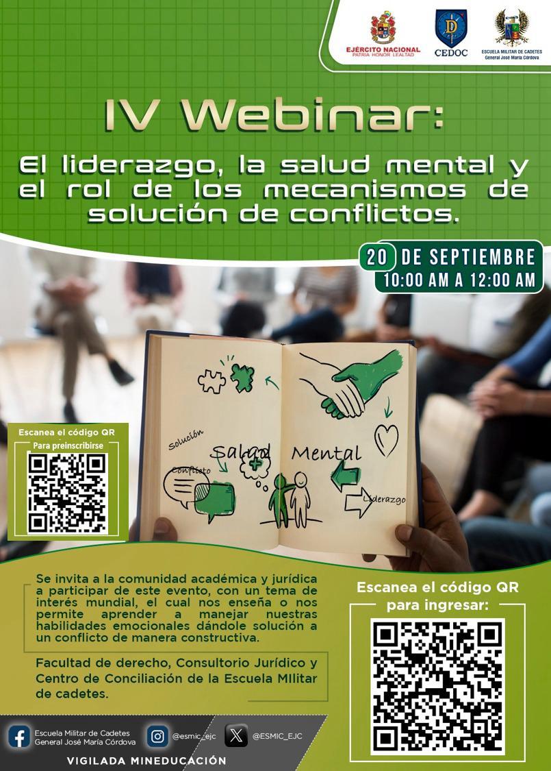 Invitación al IV Webinar: ´Liderazgo, la Salud Mental y el Rol de los Mecanismos de Solución de Conflictos´